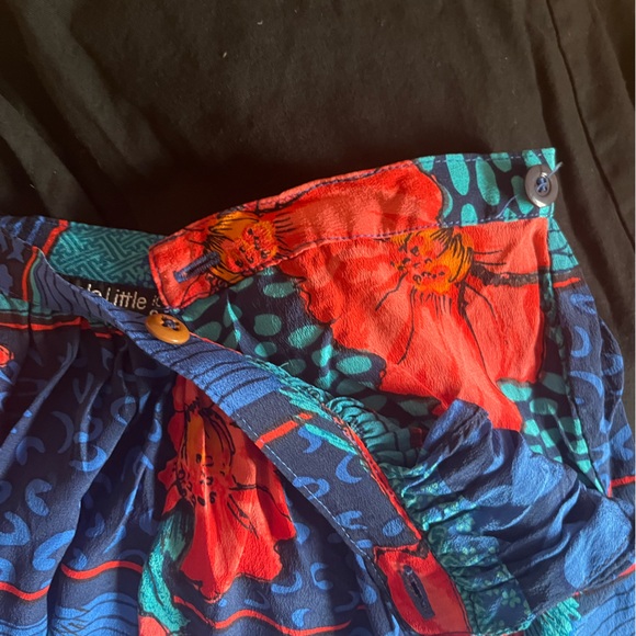 100% silk vintage 2 piece set - wide leg culottes w pockets & short sleeve top - Picture 9 of 15